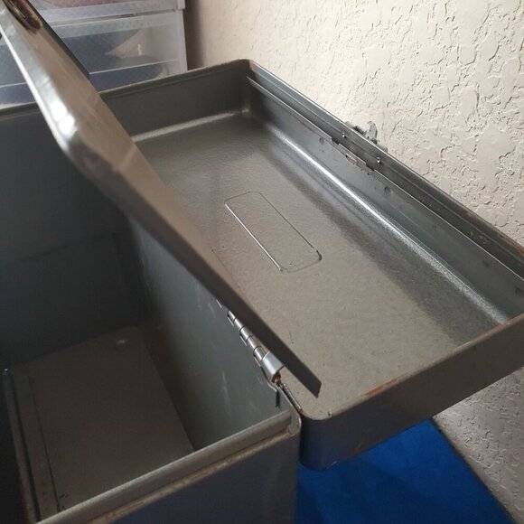 VTG Maso Steel Document Box Midcentury Gray 1950s Portable File Storage Case - Picture 9 of 10